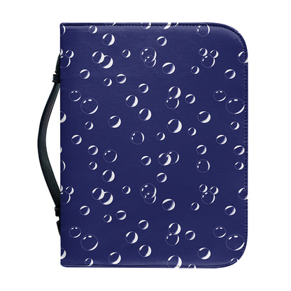 Blue And White Bubble Pattern Print Leather Bible Cover