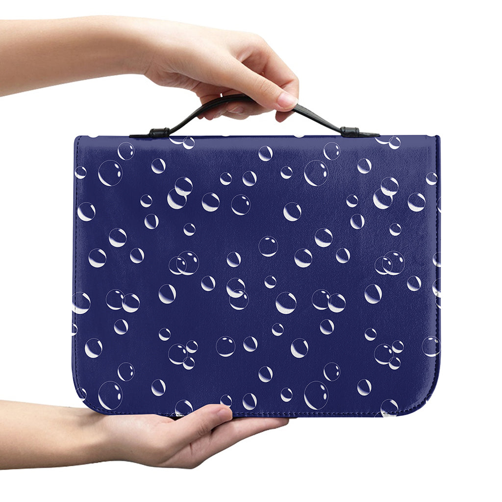 Blue And White Bubble Pattern Print Leather Bible Cover