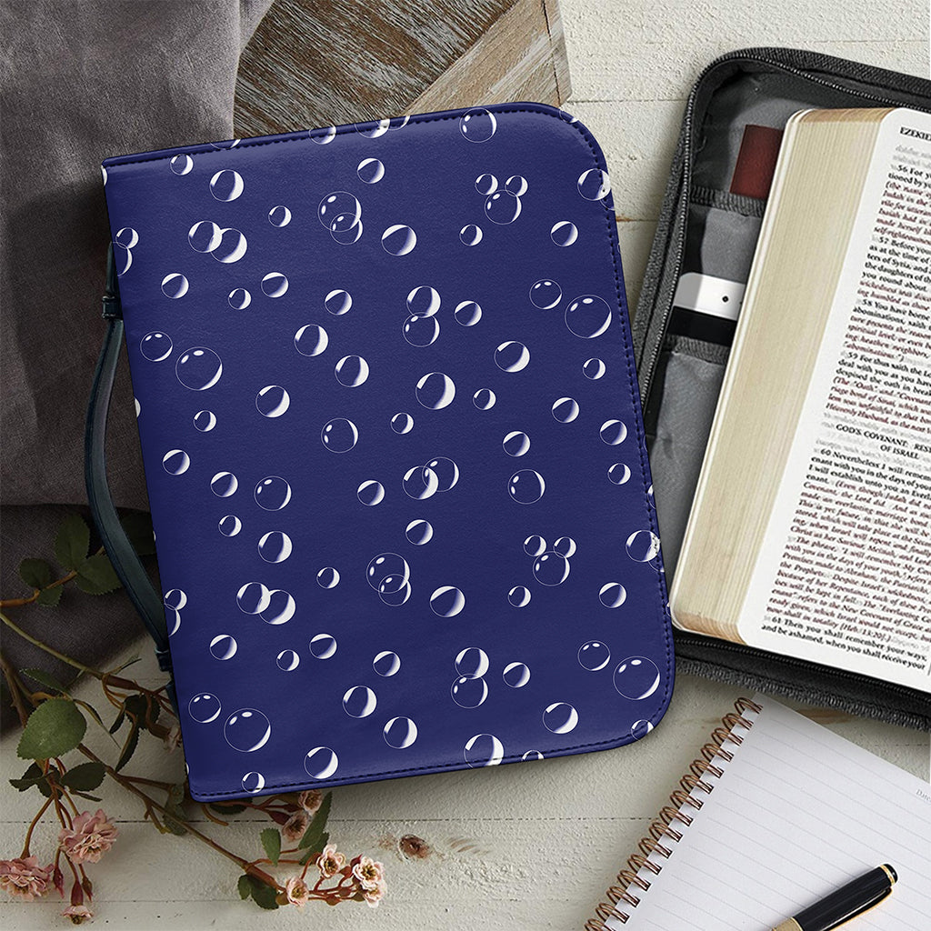 Blue And White Bubble Pattern Print Leather Bible Cover