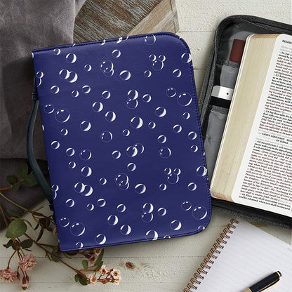 Blue And White Bubble Pattern Print Leather Bible Cover