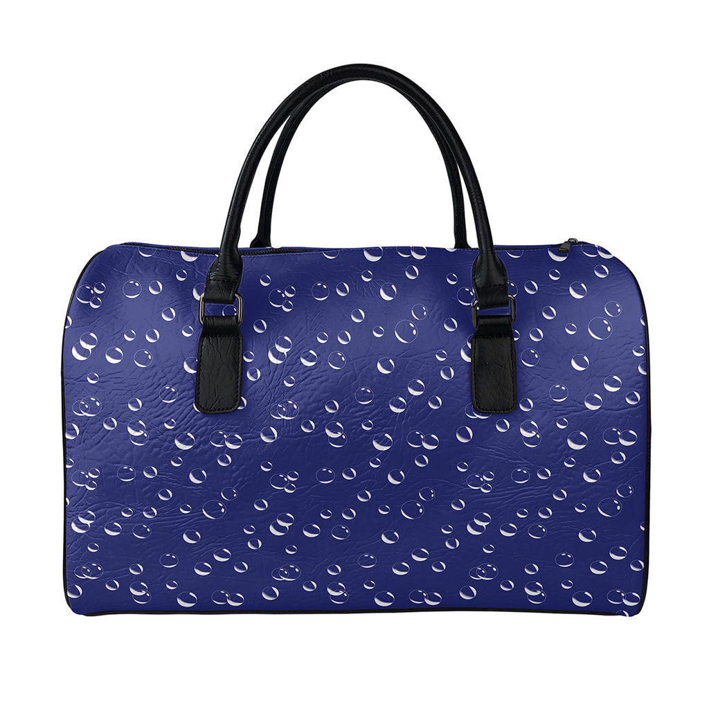 Blue And White Bubble Pattern Print Leather Duffle Bag
