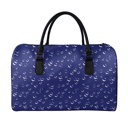 Blue And White Bubble Pattern Print Leather Duffle Bag