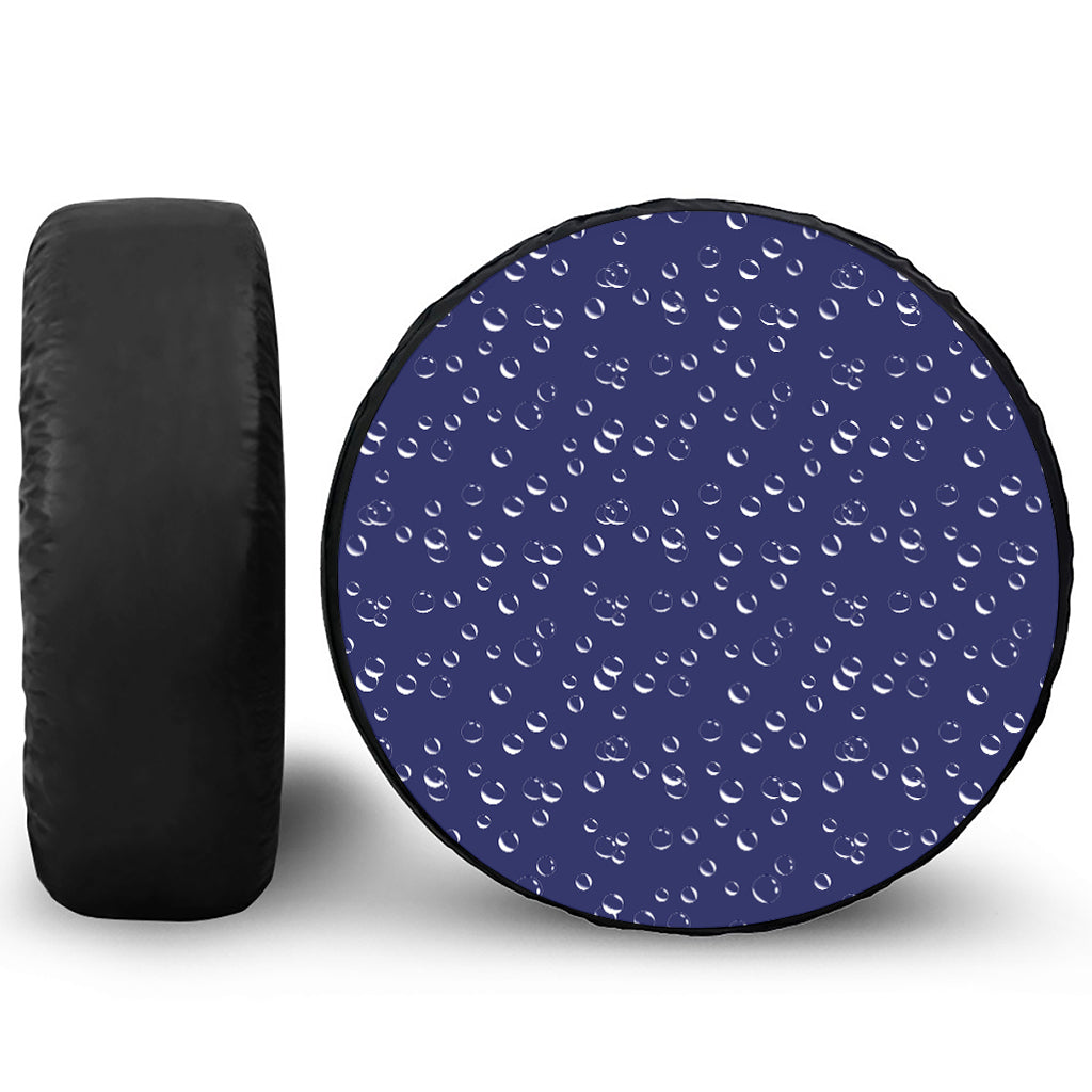 Blue And White Bubble Pattern Print Leather Spare Tire Cover