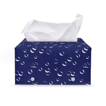 Blue And White Bubble Pattern Print Leather Tissue Box Cover