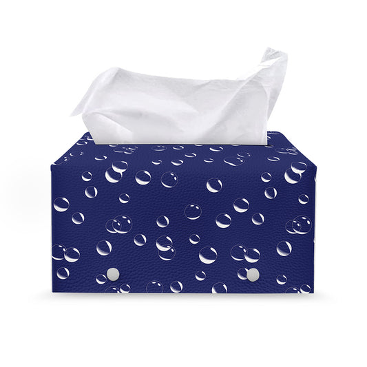 Blue And White Bubble Pattern Print Leather Tissue Box Cover