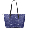 Blue And White Bubble Pattern Print Leather Tote Bag With Zipper