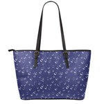 Blue And White Bubble Pattern Print Leather Tote Bag