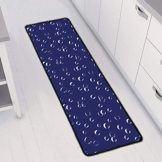 Blue And White Bubble Pattern Print Long Kitchen Mat