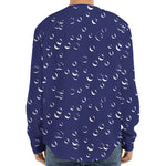 Blue And White Bubble Pattern Print Long Sleeve Baseball Jersey