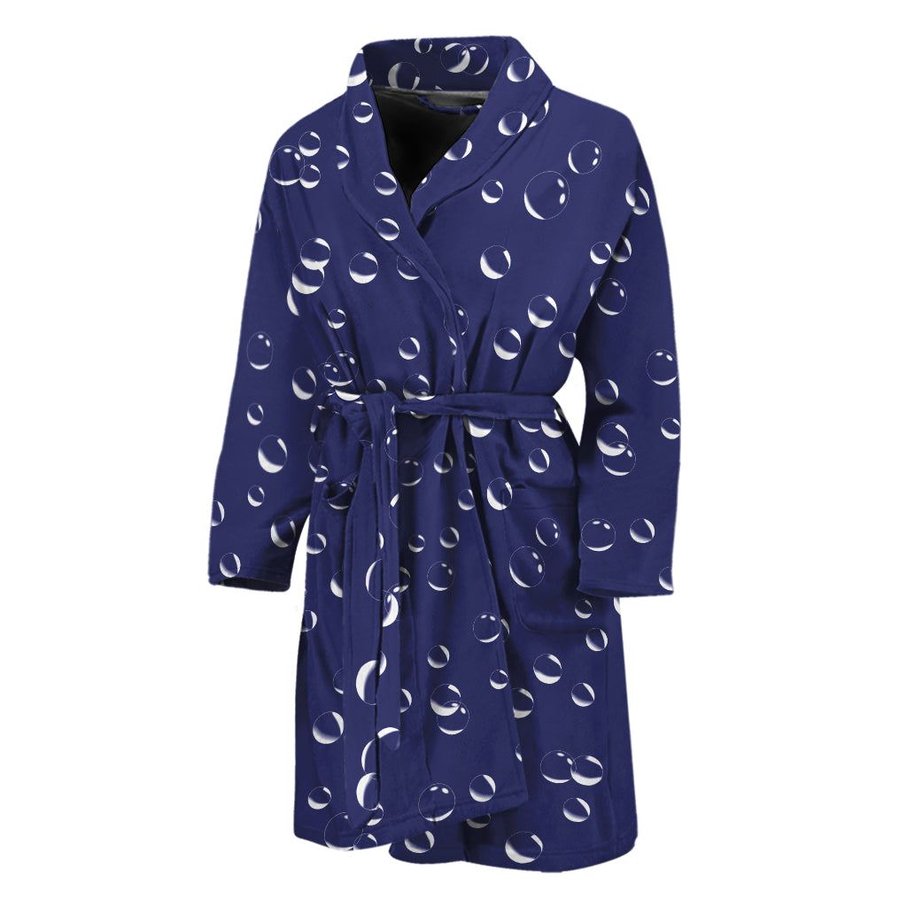 Blue And White Bubble Pattern Print Men's Bathrobe