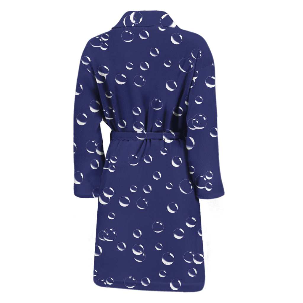 Blue And White Bubble Pattern Print Men's Bathrobe