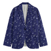 Blue And White Bubble Pattern Print Men's Blazer