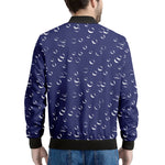 Blue And White Bubble Pattern Print Men's Bomber Jacket