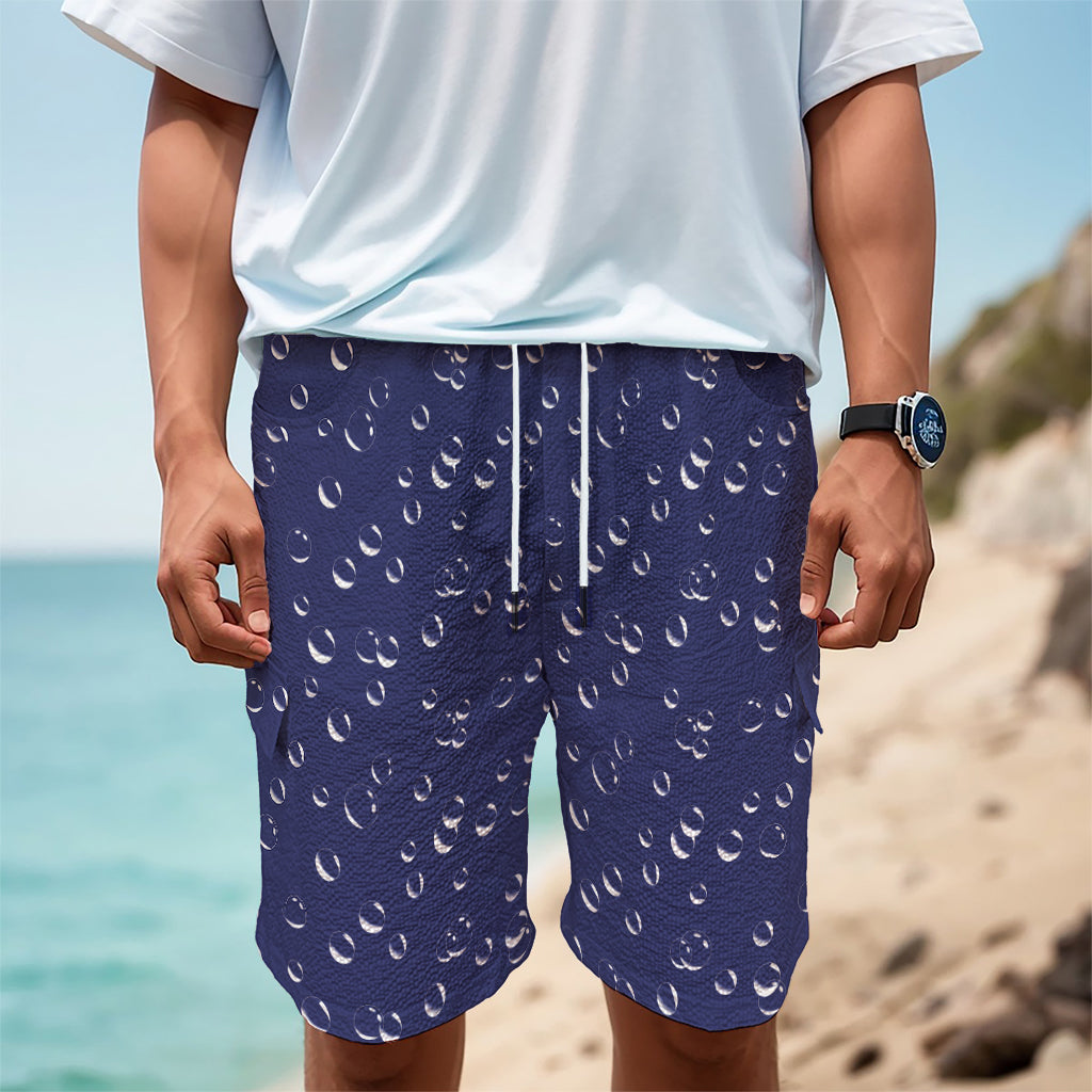 Blue And White Bubble Pattern Print Men's Cargo Shorts