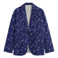 Blue And White Bubble Pattern Print Men's Cotton Blazer
