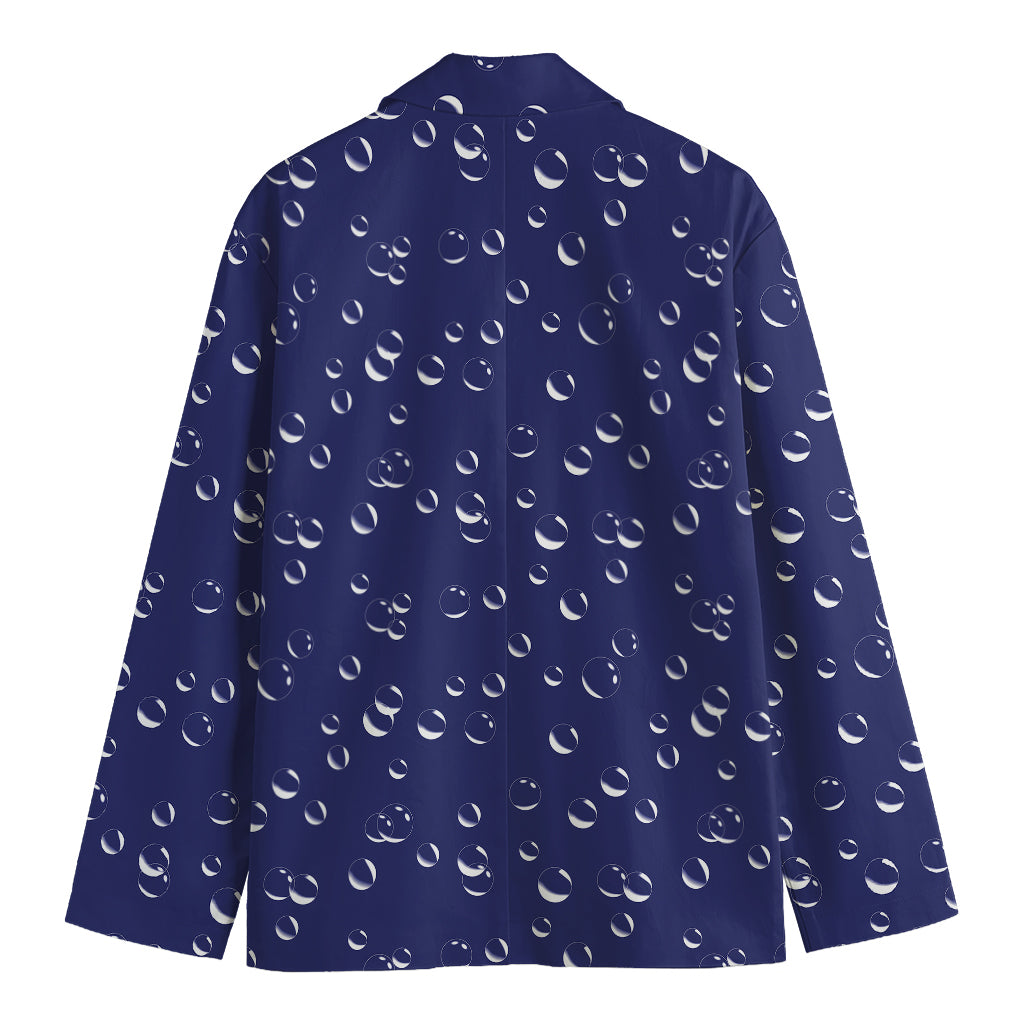 Blue And White Bubble Pattern Print Men's Cotton Blazer