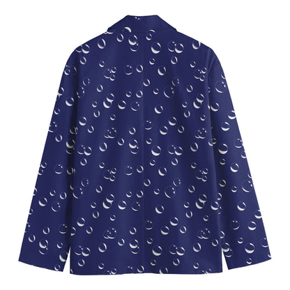 Blue And White Bubble Pattern Print Men's Cotton Blazer