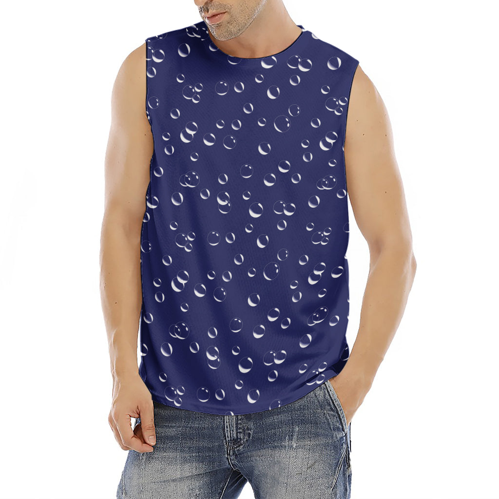 Blue And White Bubble Pattern Print Men's Fitness Tank Top