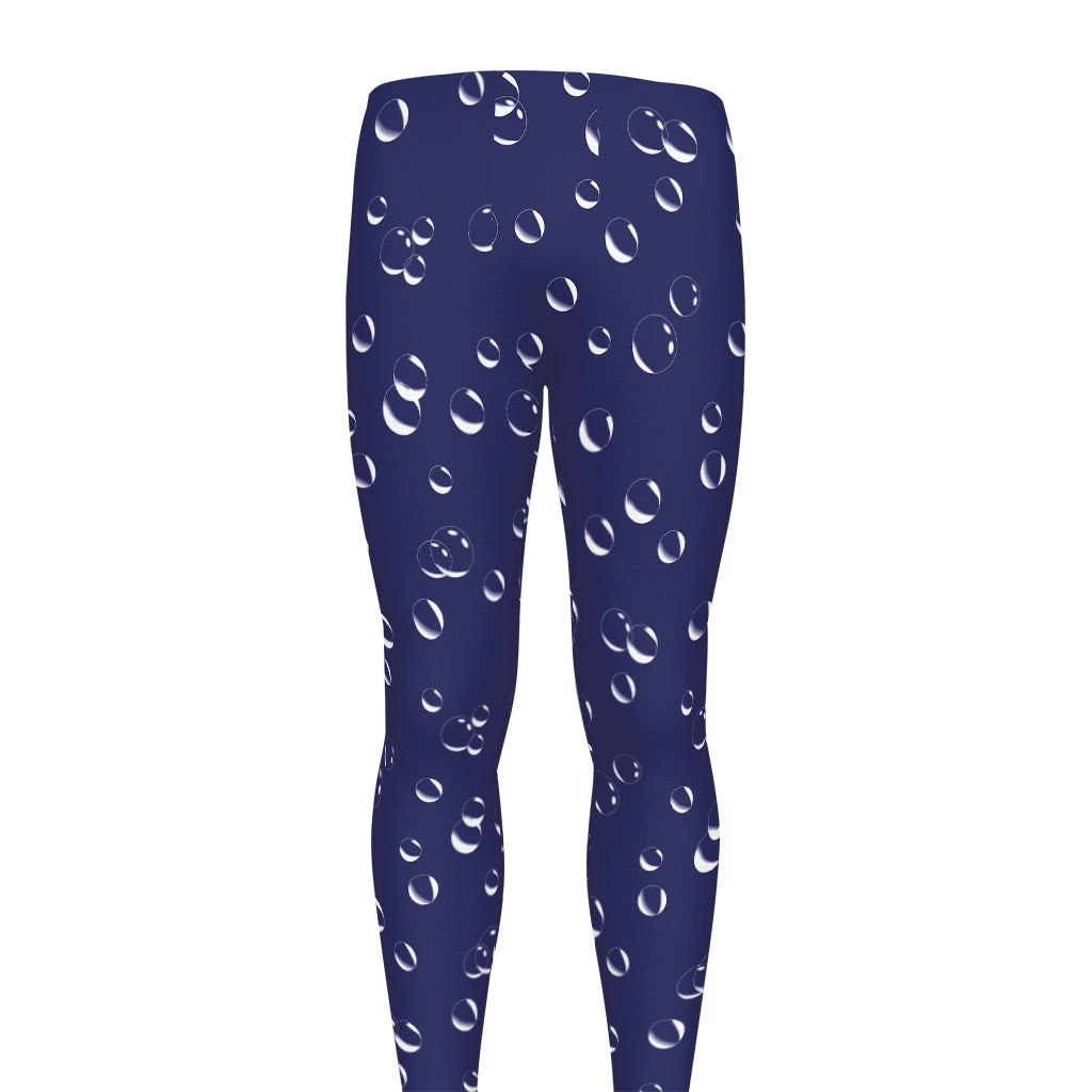 Blue And White Bubble Pattern Print Men's leggings