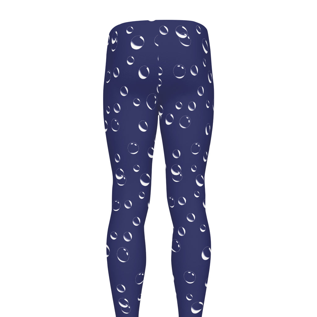 Blue And White Bubble Pattern Print Men's leggings