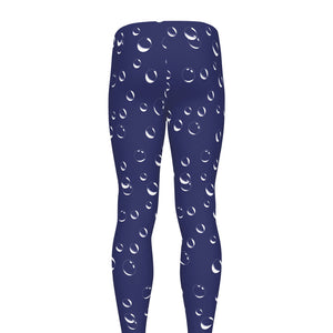 Blue And White Bubble Pattern Print Men's leggings