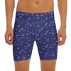 Blue And White Bubble Pattern Print Men's Long Boxer Briefs