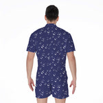 Blue And White Bubble Pattern Print Men's Rompers
