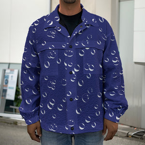 Blue And White Bubble Pattern Print Men's Shirt Jacket