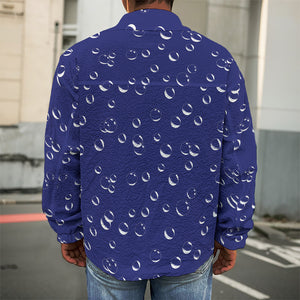 Blue And White Bubble Pattern Print Men's Shirt Jacket