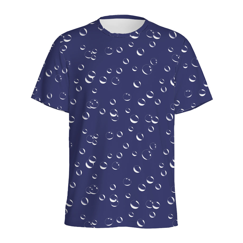 Blue And White Bubble Pattern Print Men's Sports T-Shirt