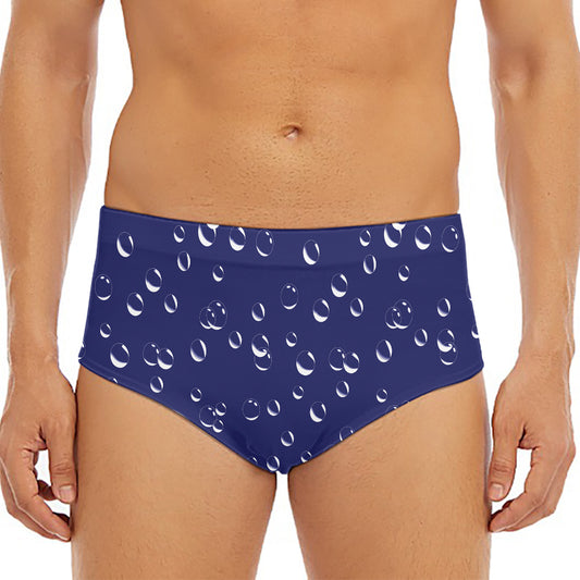 Blue And White Bubble Pattern Print Men's Triangle Swim Briefs