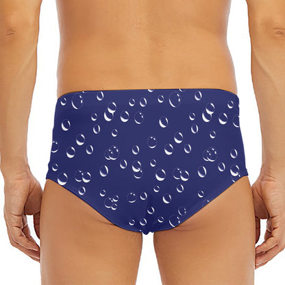 Blue And White Bubble Pattern Print Men's Triangle Swim Briefs