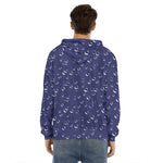 Blue And White Bubble Pattern Print Men's Velvet Pullover Hoodie