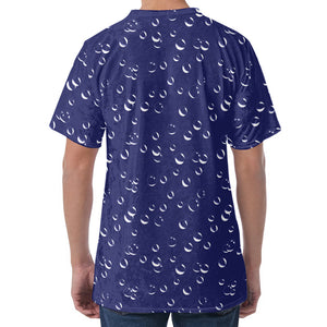 Blue And White Bubble Pattern Print Men's Velvet T-Shirt