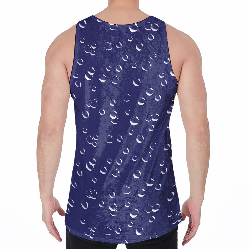 Blue And White Bubble Pattern Print Men's Velvet Tank Top