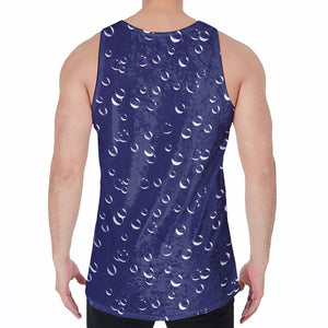 Blue And White Bubble Pattern Print Men's Velvet Tank Top