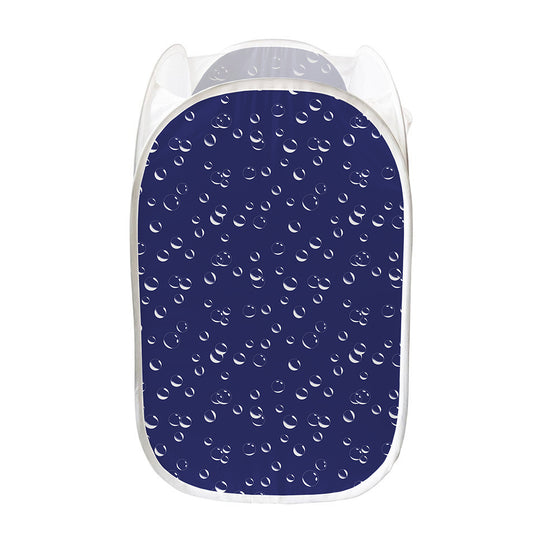 Blue And White Bubble Pattern Print Mesh Laundry Hamper