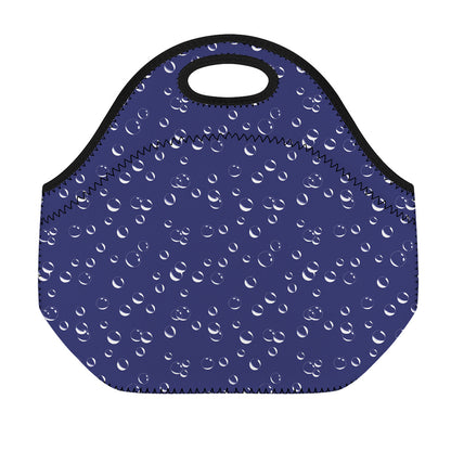 Blue And White Bubble Pattern Print Neoprene Lunch Bag
