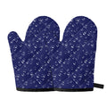 Blue And White Bubble Pattern Print Oven Mitts