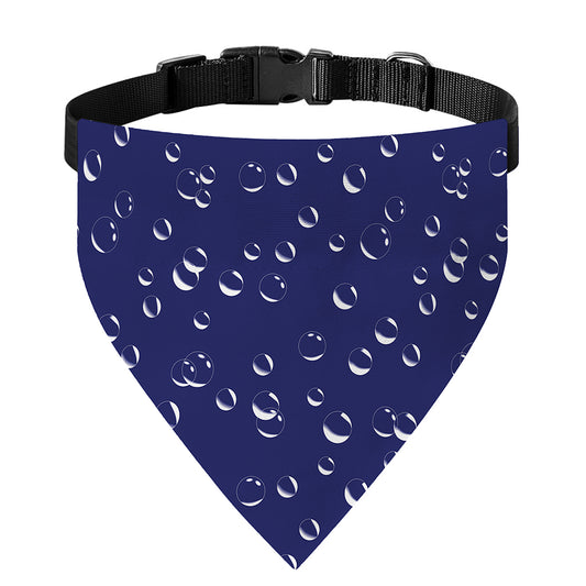 Blue And White Bubble Pattern Print Over The Collar Dog Bandana