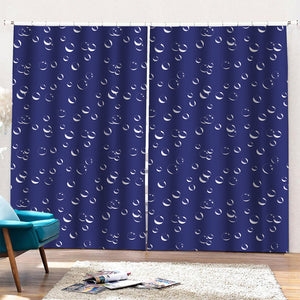 Blue And White Bubble Pattern Print Pencil Pleat Curtains