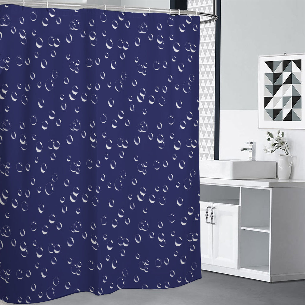 Blue And White Bubble Pattern Print Premium Shower Curtain