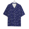 Blue And White Bubble Pattern Print Rayon Hawaiian Shirt