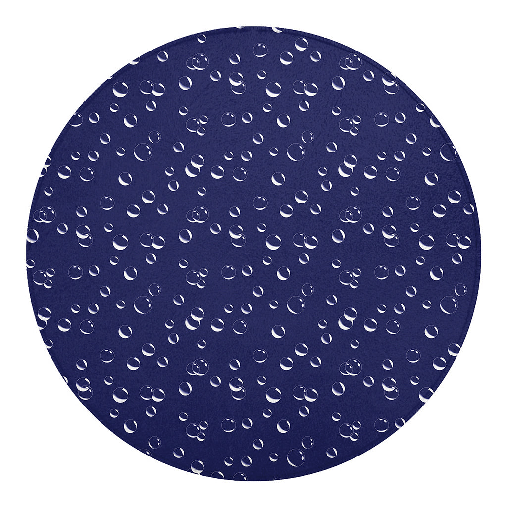 Blue And White Bubble Pattern Print Round Blanket