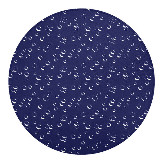 Blue And White Bubble Pattern Print Round Blanket