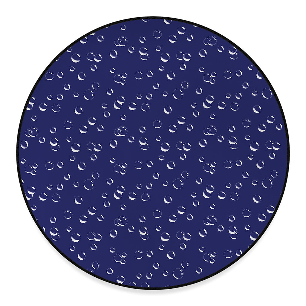 Blue And White Bubble Pattern Print Round Floor Mat