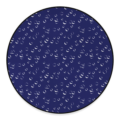 Blue And White Bubble Pattern Print Round Floor Mat