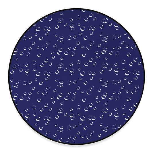 Blue And White Bubble Pattern Print Round Floor Mat
