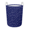 Blue And White Bubble Pattern Print Round Laundry Basket