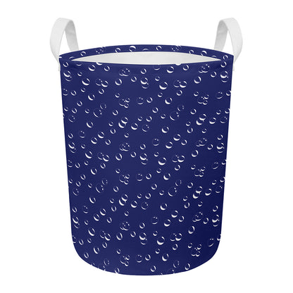 Blue And White Bubble Pattern Print Round Laundry Basket
